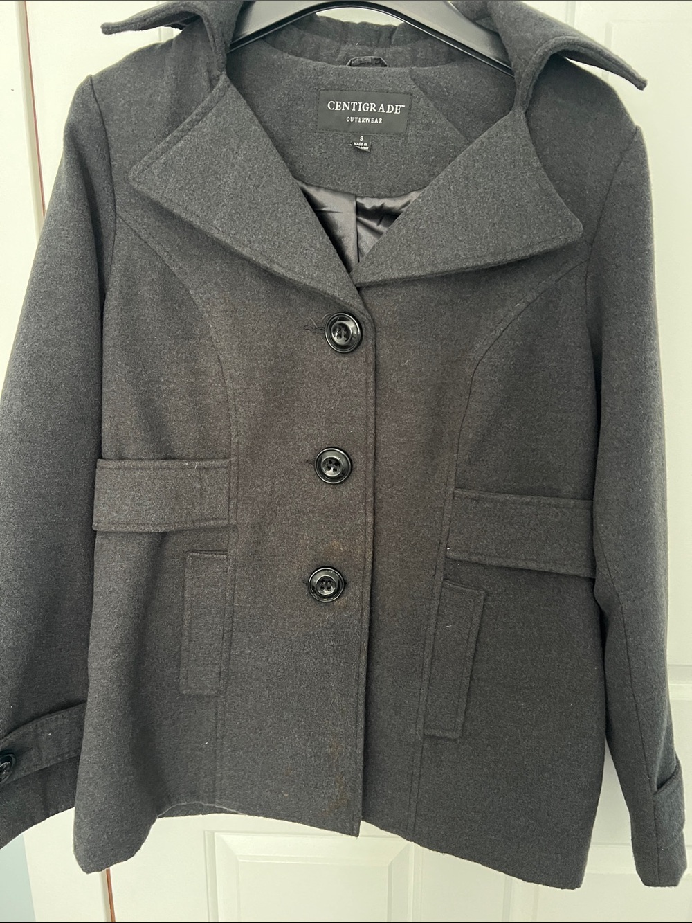 Centigrade Women's Dark Gray Wool-Blend Peacoat